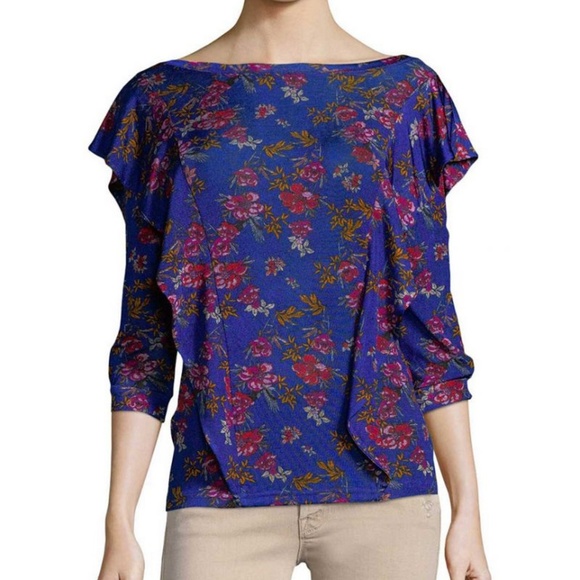Free People NWT Dock Street Blue Combo Top - Picture 1 of 8